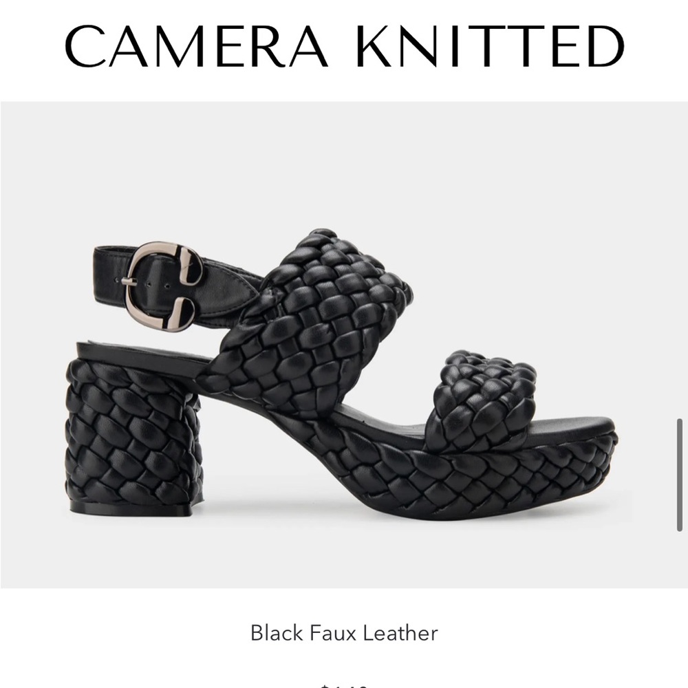 AEROSOLES Black Camera Knitted Platform Sandals